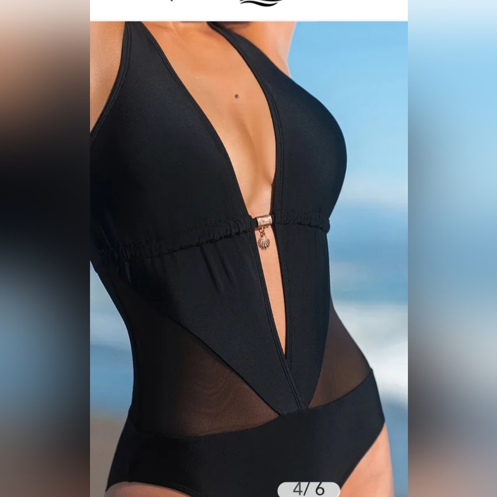 Elegant Black Mesh One-Piece Swimsuit